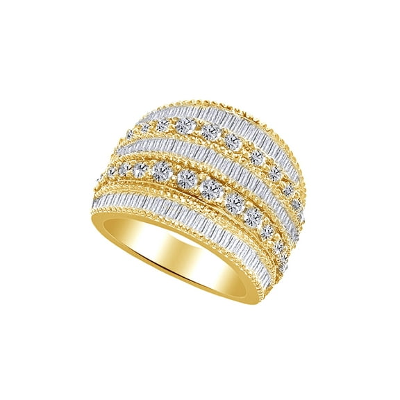 AFFY White Natural Diamond Wedding Band Ring In 10k Yellow Gold (2 Cttw)