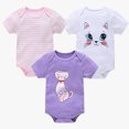 thumbnail image 3 of Ropa para niñas bebés, 3 a 6 piezas/lote, novedad, mono de algodón de manga corta para niñas de 0 a 12 meses, ropa para niños recién nacidos, 3 of 5