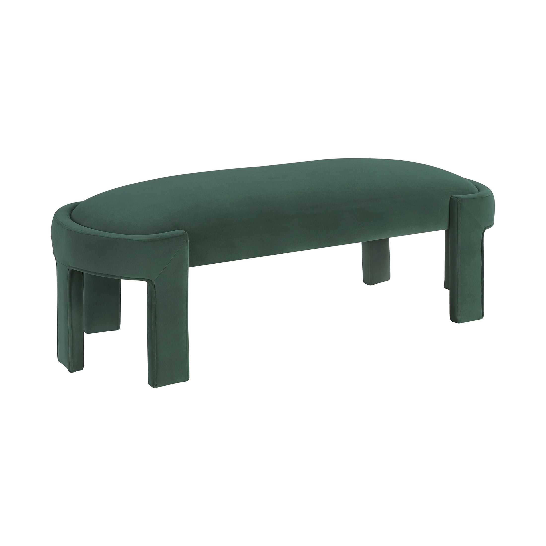 OakvillePark Veywood Velvet Bench, Green