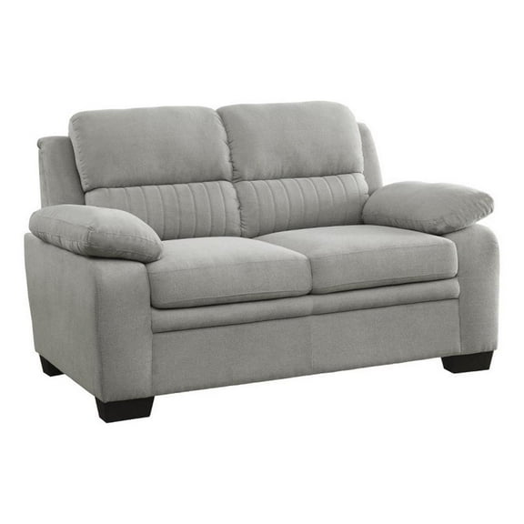 Hugh 58 Inch Loveseat- Gray Polyester- Soft Foam Cushioned- Solid Wood