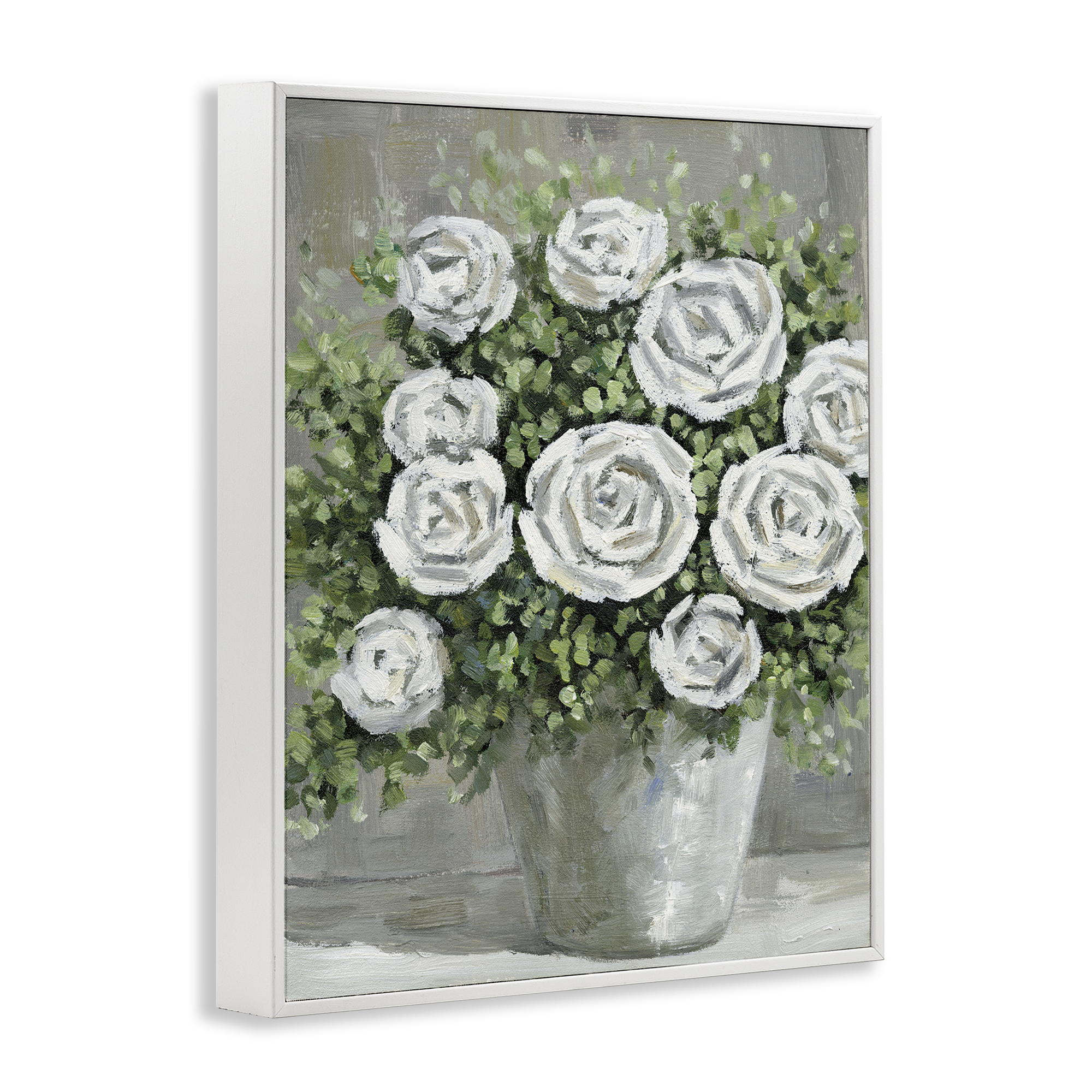 Stupell Industries Potted Ranunculus Blooms Botanical & Floral Painting White Framed Art Print Wall Art, 11 x 14