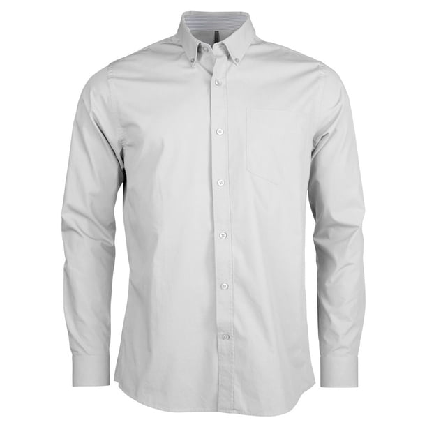 Kariban - Camisa de popelín y manga larga para hombre (Blanco)