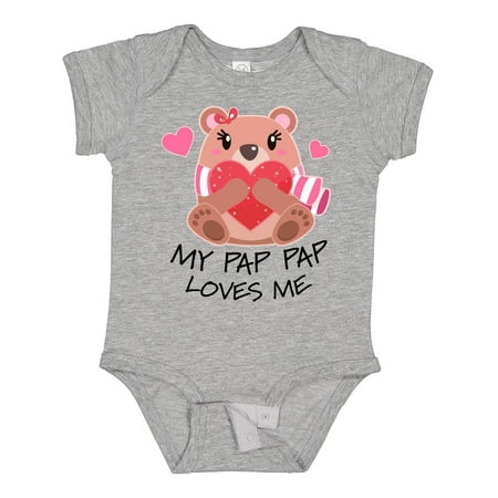 

Inktastic My Pap Pap Loves Me- Bear and Hearts Gift Baby Boy or Baby Girl Bodysuit