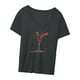 thumbnail image 3 of Camisetas de cuello redondo para mujer, camisetas de verano de moda, transpirables, holgadas, camisetas de manga corta para deportes, compras, desplaz Gris oscuro, 3 of 8