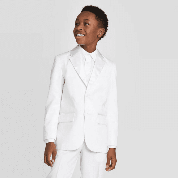 Oxford Boys' Long Sleeve Tuxedo Jacket - White - (12 Regular)