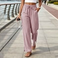 thumbnail image 6 of Gamviast Womens Striped Wide Leg Pants Elastic Waist Drawstring Side Slit Casual Palazzo Trousers with Pockets Lightweight Beach Pants for Vacation Lounge Summer Wear Wine XXL, 6 of 7