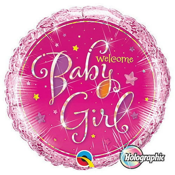 18 inch Welcome Baby Girl Stars Foil Mylar Balloon - Party Supplies Decorations