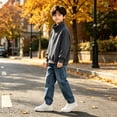 thumbnail image 5 of KAUOD Boys Fleece Quarter Zip Jacket Oversized Stand Collar Pullover Sweatshirts Kids Fall Solid Casual Long Sleeve Preppy Clothes, 5 of 6