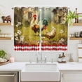 thumbnail image 2 of Farmhouse Rooster Kitchen Curtains 63 Inch Length, Vintage Rustic Plants Oil Painting Grommet Top Bedroom Living Room Curtains, Light Filtering Cafe Curtain Drapes 2 Panels Set 104''x63'', 2 of 9