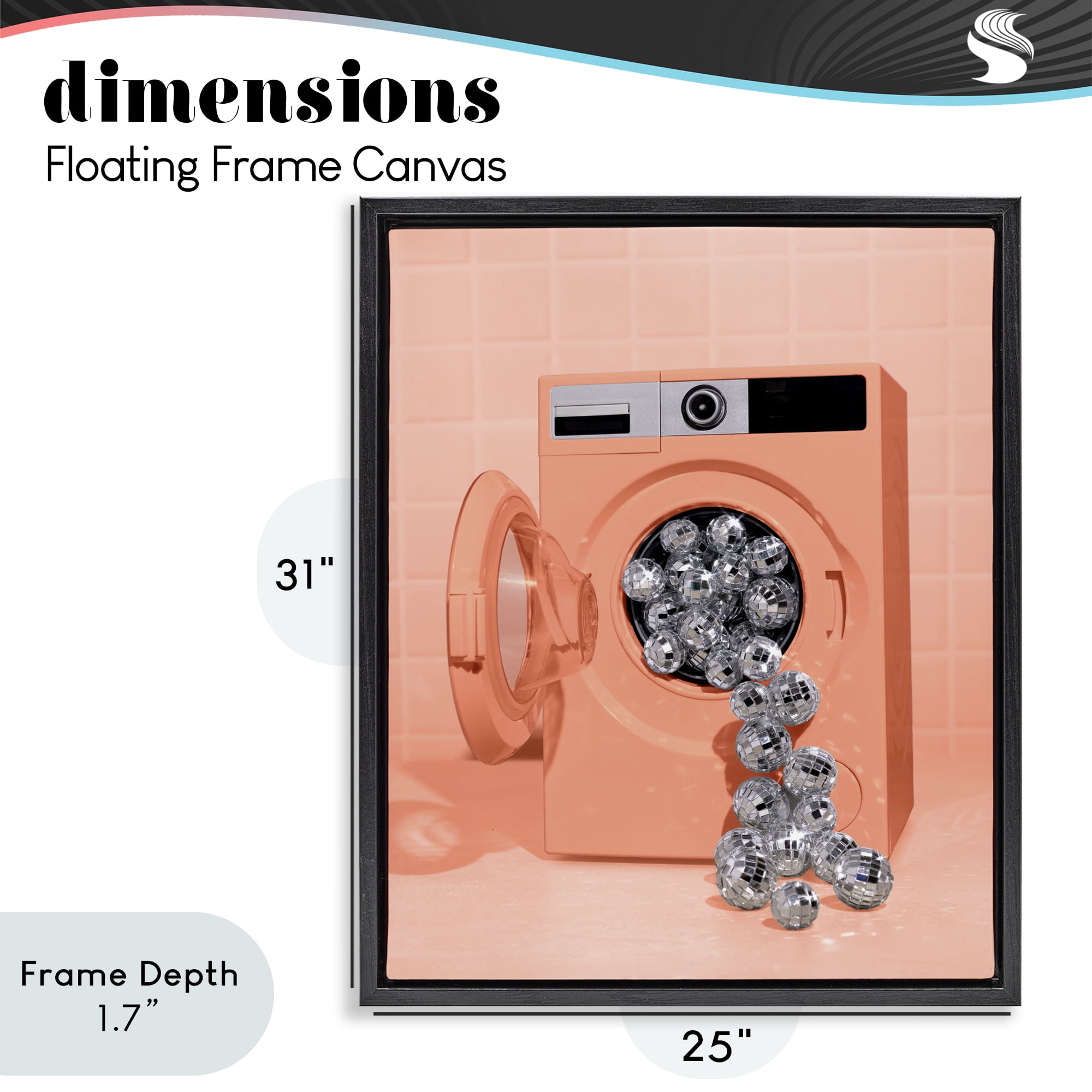 Stupell Industries Disco Laundry Machine over Orange Black Framed Floater Canvas Wall Art, design by LISH Creative