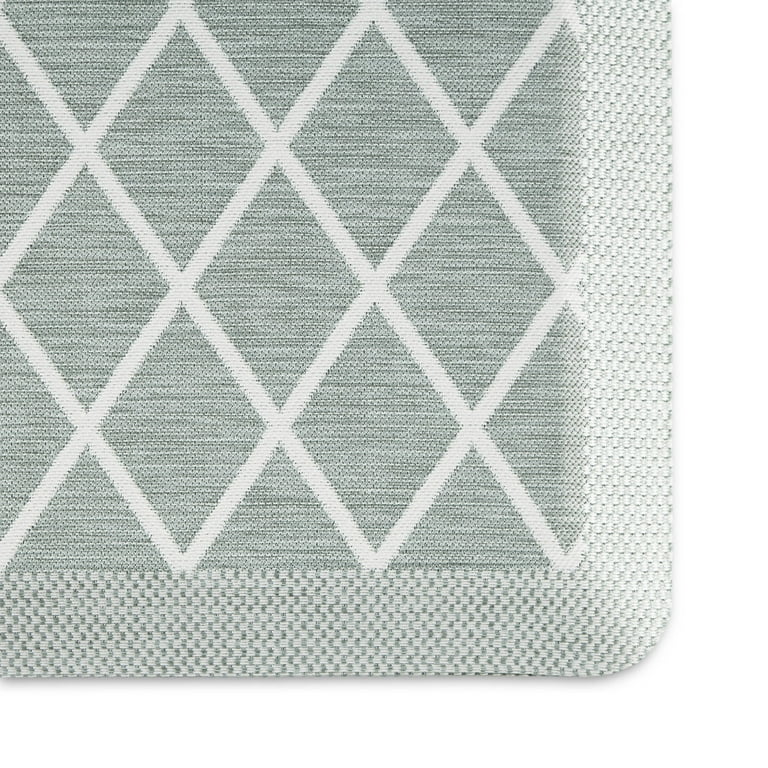 Martha Stewart Miles Modern Diamond Anti-Fatigue Air-Infused Kitchen Mat, Mint Green, 19.6x32