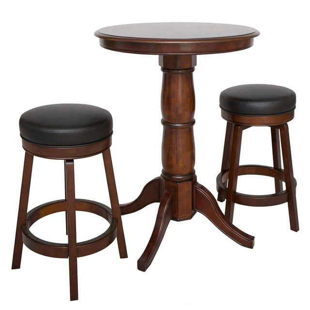 Ensemble de table de pub en bois dur Oxford 3 pièces - finition noyer
