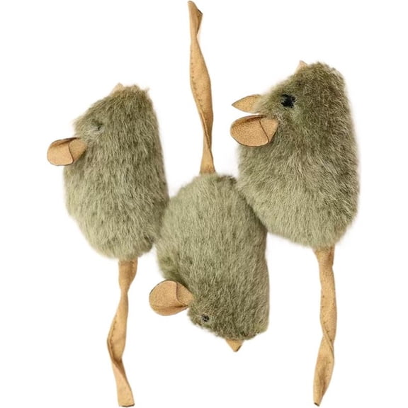 Interactive Plush Mouse Cat Toys with Touch-Activated Chirping Sound, Realistic Squeaky Mice for Indoor Cats, Pouncing, Chasing and Self Play, 3 Pack