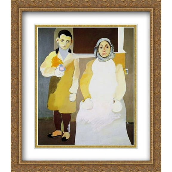 Artist And His Mother 2x Matted 24x32 Large Gold Ornate Framed Art Print by Arshile Gorky