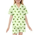 thumbnail image 1 of Pyjama en Satin pour Garçons, Ensemble de Hauts Graphiques à Boutons, Pjs, Tenue de Nuit, Pyjamas Filles 6T, 1 of 7