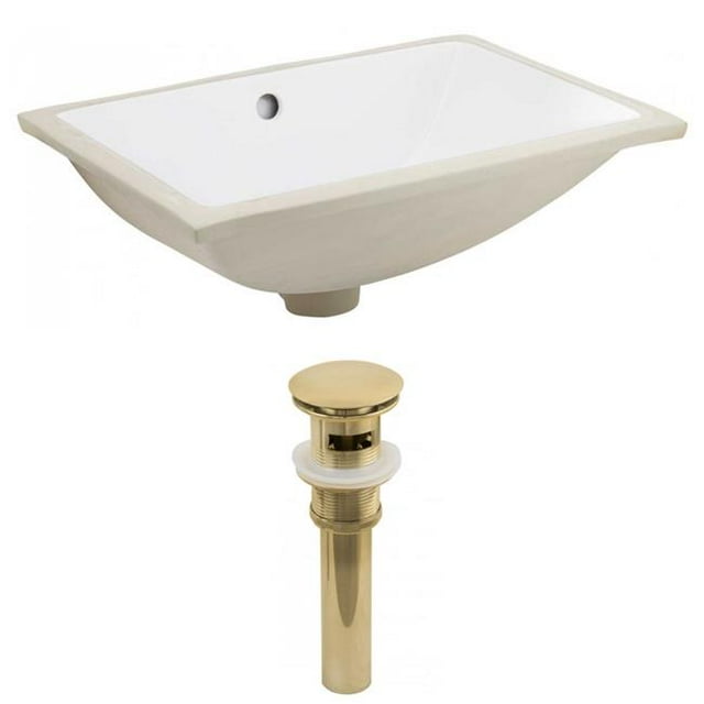 American Imaginations AI-24780 20.75 in. Rectangle Undermount Sink Set in White - Gold Hardware