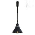 thumbnail image 1 of FSLiving Adjustable Height Track Pendnat Light J-Type Retractable Lift Track Spotlight with Telescoping Rod Adjustable Gimbaled Lamp-Post Juno Track Industrial Cone Lamp, Matte Black - 1 Light, 1 of 7