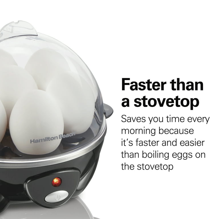 Hamilton Beach 3 in 1 Egg Cooker Hard Boiled Poached Omelets 7 Egg Capacity Black Model 25507