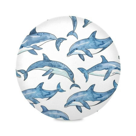 

Round Plate Mat 15.4x15.4 Inchesx6 Placemat Table Mat Kitchen Mat Coffee Mat Fabric Thick Strong Wear-Resistant Heat Resistance Cartoon Cute Dolphin