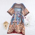 thumbnail image 3 of Women Beach Swimsuit Cover Up Boho Floral Printed Open Front Kimono Cardigan Lon, 3 of 4