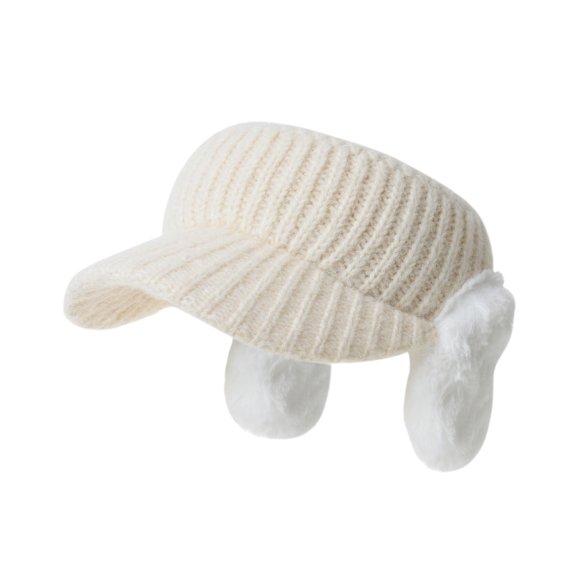 WITHMOONS Winter Sun Visor Earflap Warmer Hat Windproof Cap JDV1387 (Ivory)