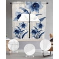 thumbnail image 2 of Blue Floral Spring Swag Kitchen Curtains Sets for Windows 24 Inch Length, Vintage Summer Botanical Art Short Window Curtain Panels Swags Valances and Tiers 3 Piece Set for Cafe/Dining Room, 2 of 5
