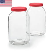 1 Gallon Glass Jar w/Plastic Airtight Lid, Muslin Cloth, Rubber Band - Made in USA, Wide Mouth Easy to Clean - BPA Free - Kombucha, Kefir, Canning, Sun Tea, Fermentation, Food Storage