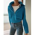 thumbnail image 3 of FreshPretty Women’s Casual Long Sleeve Half Zip Pullover Sweaters Solid V Neck Collar Ribbed Knitted Loose Slouchy Jumper Tops, 3 of 7