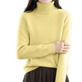 thumbnail image 3 of VISALY Turtleneck Knit Sweaters Mock Neck Sweater Lightweight Knit Sweaters for Women Seamless Sweater Knitted Pullover Cropped Sweater 2025 Fashion Half Turtleneck Soft Warm Cozy Yellow 3XL, 3 of 6