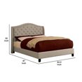 thumbnail image 5 of Benjara Fabric Upholstered Eastern King Bed with Camelback Headboard, Beige, 5 of 5