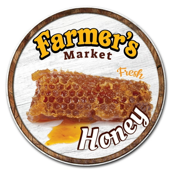 SignMission C-24-CIR-WS-Honey Corrugated Plastic Sign with Stakes 24 in. Circular - Farmers Market Honey for Sale