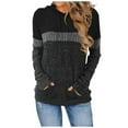 thumbnail image 3 of Color Block Ribbed Hoodies for Women Fall Winter Long Sleeve Hooded Sweatshirt with Pockets Pullover Tops, 3 of 4