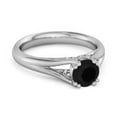 thumbnail image 2 of Solitaire 0.25 Ctw Round Black Spinel 925 Sterling Silver Split Women Valentines Day Gifts Ring, 2 of 3