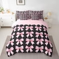 thumbnail image 2 of Feelyou Black Pink Bow Bedding Comforter Set 7pcs, Fashion Cartoon Ribbon Full Bedding Set, 2 of 8