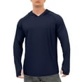 thumbnail image 5 of Mdesiwst Men Hooded Long Sleeve Sunscreen Tops Solid Color Thumbhole Design Slim Fit Ice Silk Sunscreen T-shirt, 5 of 7