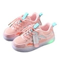 thumbnail image 3 of Ccpelsie Boys Girls LED Light up Shoes Kids Tennis Athletic Running Footwear Walking Breathable Lightweight Sneakers(Pink,29), 3 of 8