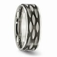 thumbnail image 4 of Stainless Steel Black IP-plated 8mm Men's Grooved Wedding Band Ring Size 8, 4 of 7