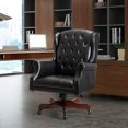 thumbnail image 2 of 14 Karat Home Vegan Leather Office Chair with Arms and High-Back, Height-adjustable Task Chair with 360-degree Metal Wheels, Black, 2 of 10