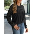 thumbnail image 3 of SMZ Womens Long Sleeve Shirts Lace Tops Business Casual Fall Fashion Outfits Clothes 2024 Knitted Y2k Blouses, 3 of 6