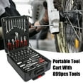 Tool Set - Seizeen 899 Pieces Professional Mechanics Hand Tool Set, Mobile Tool box on Wheels W/Ratchets&Socket, Screwdriver, Tongs, Black 4-layer Tool Case & Tool Kit COMB for Man Repairer Artisan