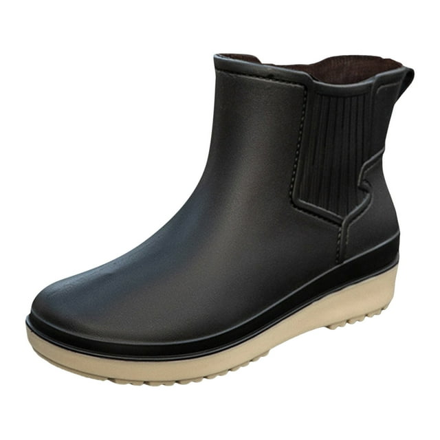 Kcodviy Chaussures de Pluie à Enfiler pour Femmes Espadrilles de Pluie pour Hommes Version Coréenne Couleur Unie Personnalisée Résistantes à l'Usure Tube Court Chaussures Imperméables pour Femmes Chaussures pour Femmes