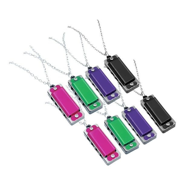 ColoMX 8 Uds collar de armónica Mini armónica 4 agujeros 8 tonos armónica pequeña armónica colgante collar
