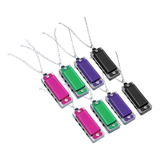 ColoMX 8 Uds collar de armónica Mini armónica 4 agujeros 8 tonos armónica pequeña armónica colgante collar