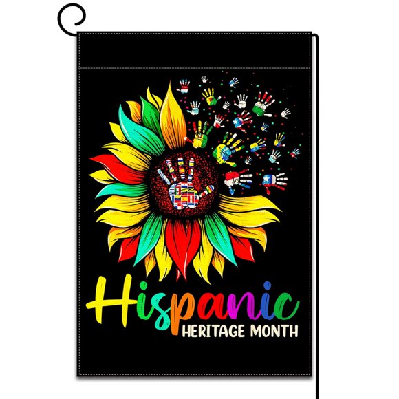 shiyou-Hispanic Heritage Month Garden Flag Latino 21 Spanish Speaking Countries Culture Decoration Sunflower Outdoor Front Lawn Yard Patio Decor Supply- 12.5×18''