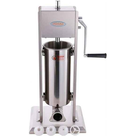 Hakka 2 in 1 Sausage Stuffer and Churros Maker Machines, 15LB/7L Sausage Maker 2 Speed Vertical Sausage Filler Machine, Sliver