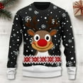 thumbnail image 2 of JIKNTTR Men's Christmas Sweater Christmas Reindeer Print Knit Turtleneck Sweaters Fashion Casual Holiday Sweater Stylish Sweater Coats, 2 of 4