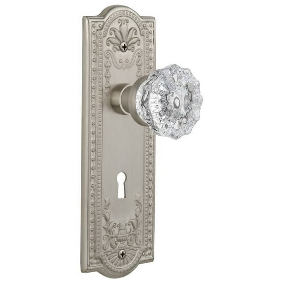 Nostalgic Warehouse Meacry_Psg_238_Kh Crystal Solid Brass Passage Door Knob Set - Nickel