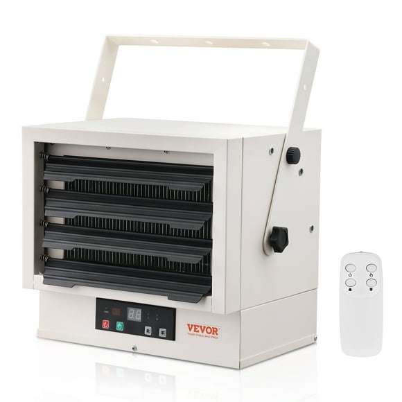 VEVOR Electric Garage Heater, 5000-Watt Digital Fan-Forced Wall/Ceiling Mount Shop Heater, with Remote Control Overheat Protection, Hardwired Heater with 9-Hour Timer, Ideal for Workshop, ETL Listed