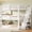 White, variant on Newest Full Triple Bunk Bed with Storage Staircase & Separate Design, Transitional Wood Frame, White