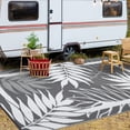 thumbnail image 6 of Modern Outdoor Rug, Waterproof Outdoor Area Rugs, Reversible Plastic Straw Carpet for Deck, Porch Picnic, Balcony, Beach, Gray, 8*10 ft, 6 of 8